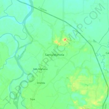 Mapa topográfico Santa Marcela, altitud, relieve