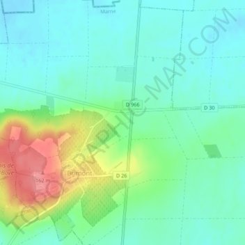 Mapa topográfico Landau, altitud, relieve