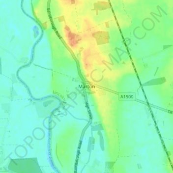 Mapa topográfico Marton, altitud, relieve