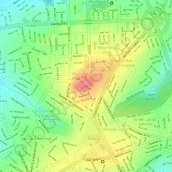 Mapa topográfico Morro da Serrinha, altitud, relieve
