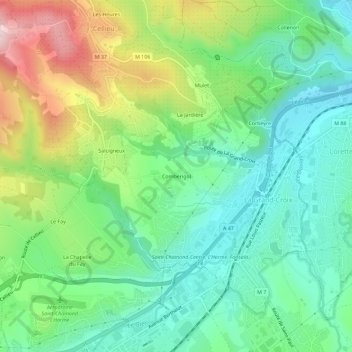 Mapa topográfico Combérigol, altitud, relieve