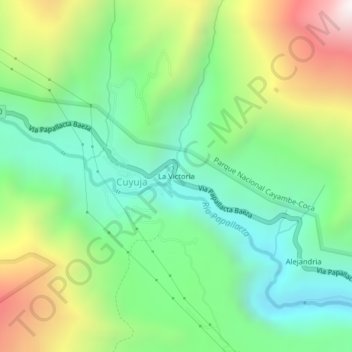 Mapa topográfico La Victoria, altitud, relieve