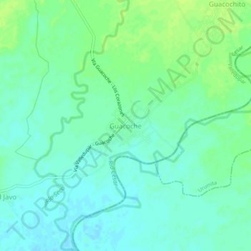 Mapa topográfico Guacoche, altitud, relieve