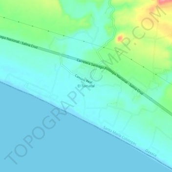 Mapa topográfico El Tomatal, altitud, relieve