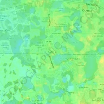 Mapa topográfico Gulf Pine, altitud, relieve