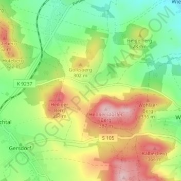 Mapa topográfico Hennersdorf, altitud, relieve