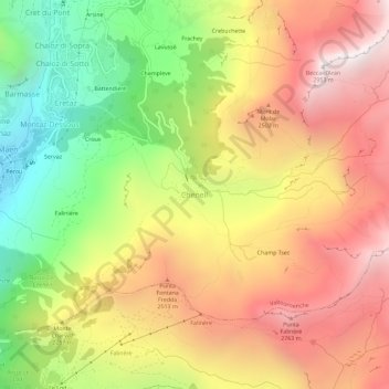 Mapa topográfico Cheneil, altitud, relieve