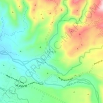 Mapa topográfico Bantac, altitud, relieve