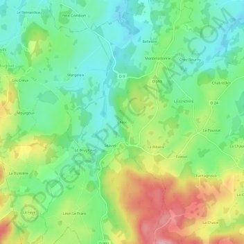 Mapa topográfico Cheix, altitud, relieve