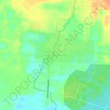 Mapa topográfico Karang Senang, altitud, relieve