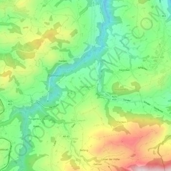 Mapa topográfico Hundwil, altitud, relieve
