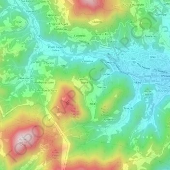 Mapa topográfico Casarotti, altitud, relieve