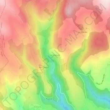 Mapa topográfico La Falgouse, altitud, relieve
