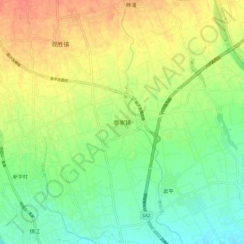 Mapa topográfico Liaojia, altitud, relieve