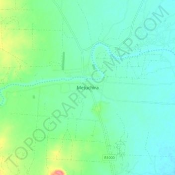 Mapa topográfico Metuchira, altitud, relieve