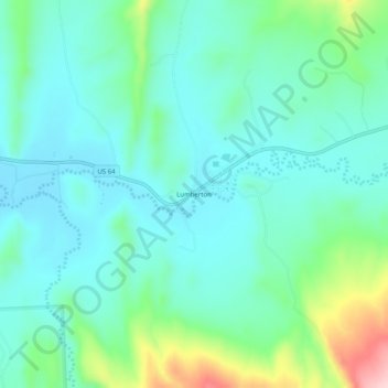 Mapa topográfico Lumberton, altitud, relieve