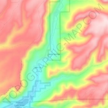 Mapa topográfico Seven Springs, altitud, relieve