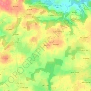Mapa topográfico Kervac, altitud, relieve