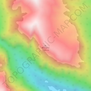 Mapa topográfico Borland, altitud, relieve