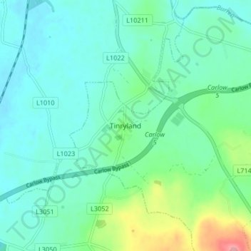 Mapa topográfico Tinryland, altitud, relieve