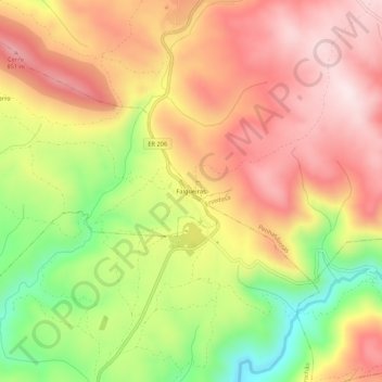 Mapa topográfico Falgueiras, altitud, relieve