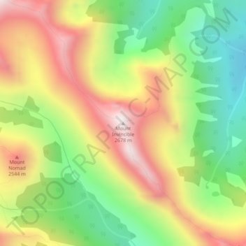 Mapa topográfico Mount Invincible, altitud, relieve