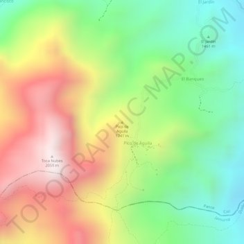 Mapa topográfico Pico de Aguila, altitud, relieve