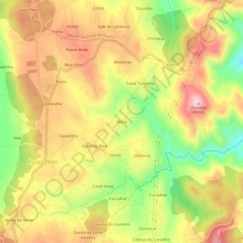 Mapa topográfico Mata, altitud, relieve