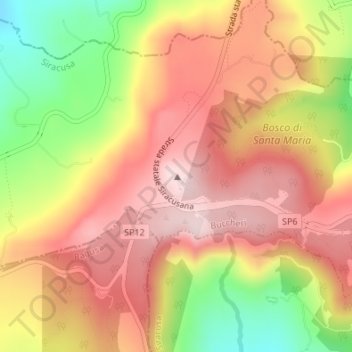 Mapa topográfico Monte Lauro, altitud, relieve