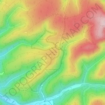 Mapa topográfico Hohe Wart, altitud, relieve