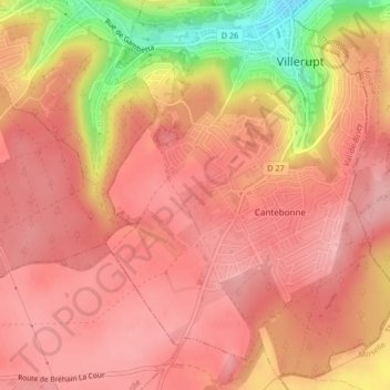Mapa topográfico Saleille, altitud, relieve