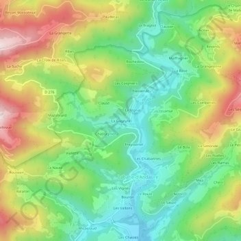 Mapa topográfico La Gageyre, altitud, relieve