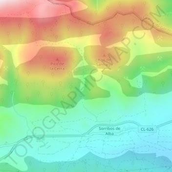 Mapa topográfico La Cabrera, altitud, relieve