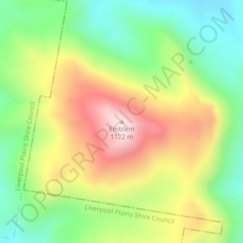 Mapa topográfico Emblem, altitud, relieve