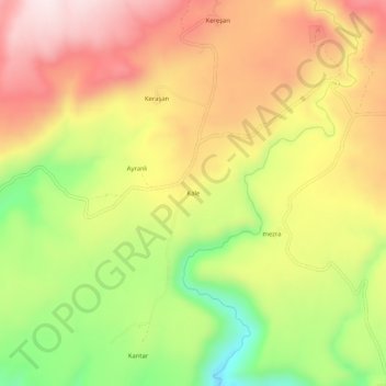 Mapa topográfico Kale, altitud, relieve