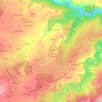 Mapa topográfico Les Mûres, altitud, relieve