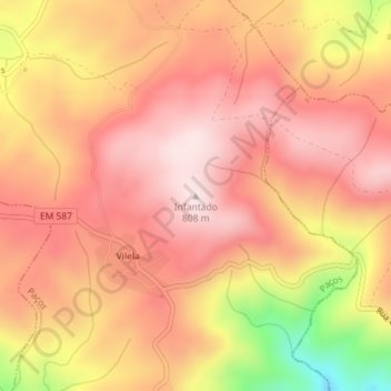 Mapa topográfico Infantado, altitud, relieve