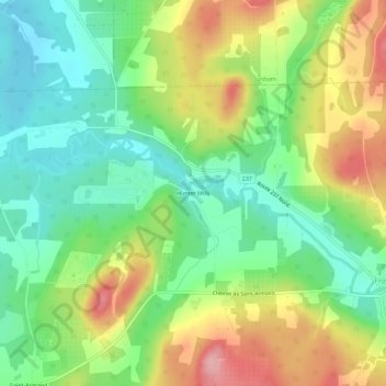 Mapa topográfico Hunter Mills, altitud, relieve