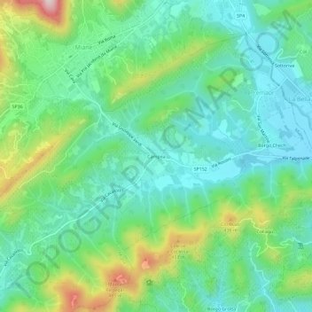 Mapa topográfico Campea, altitud, relieve