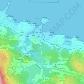 Mapa topográfico Loisán, altitud, relieve