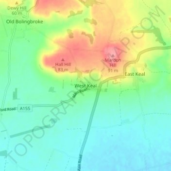 Mapa topográfico West Keal, altitud, relieve