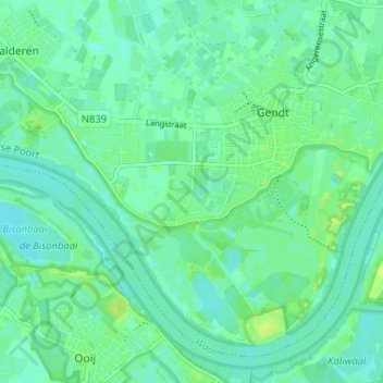 Mapa topográfico Kommerdijk, altitud, relieve
