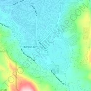 Mapa topográfico Bennett Valley, altitud, relieve