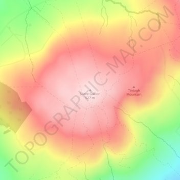 Mapa topográfico Slieve Gallion, altitud, relieve