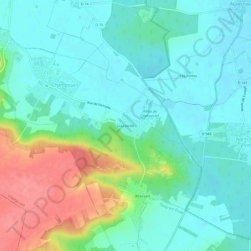 Mapa topográfico Loutteville, altitud, relieve