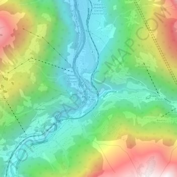 Mapa topográfico Amsteg, altitud, relieve