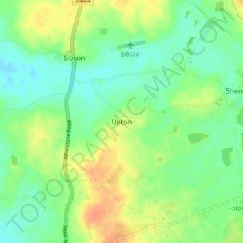 Mapa topográfico Upton, altitud, relieve