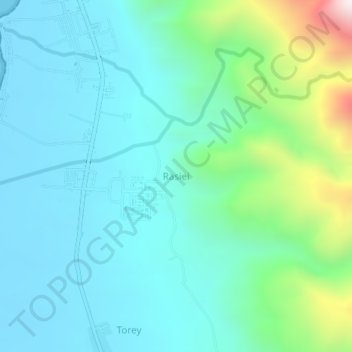 Mapa topográfico Rasiei, altitud, relieve