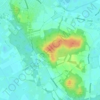 Mapa topográfico Lochemse Berg, altitud, relieve