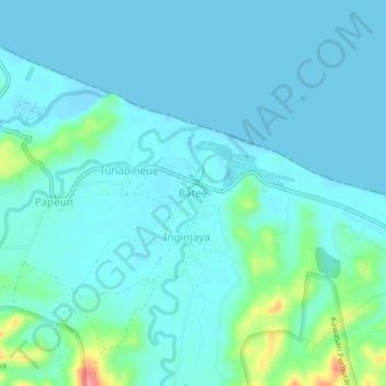 Mapa topográfico Batee, altitud, relieve